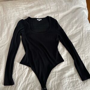 Bar III Ribbed Black Top